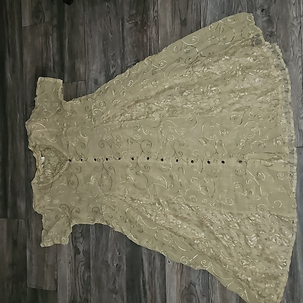 Vintage Lolette beautiful lace maxi dress floral layered lined B1